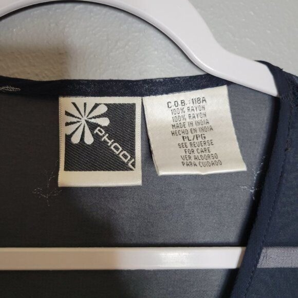 Vintage Retro Women's S Navy Blue Embroidered Sheer Sundress Maxi Dress Button F - Picture 3 of 6